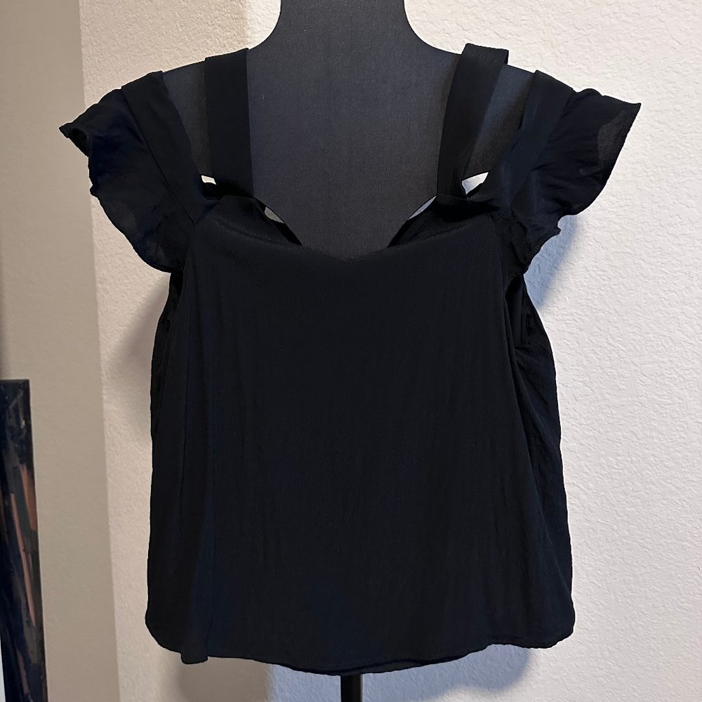 Sanctuary Lined Cold Shoulder Top w/ Straps SZ L